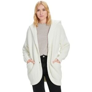 UGG‎ Franca Travel Cardigan Hooded White Sherpa Knit Button Front Sweater XL XXL